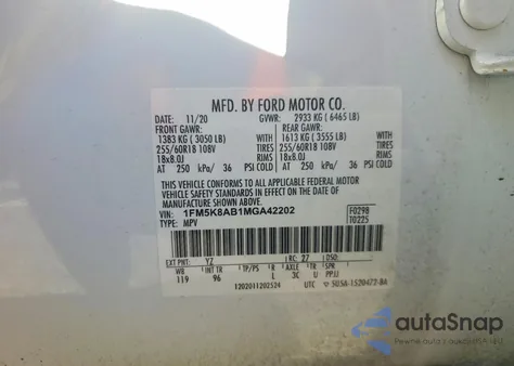 2021 Ford Explorer Police Interceptor z USA, uszkodzony, nr VIN 1FM5K8AB1MGA42202